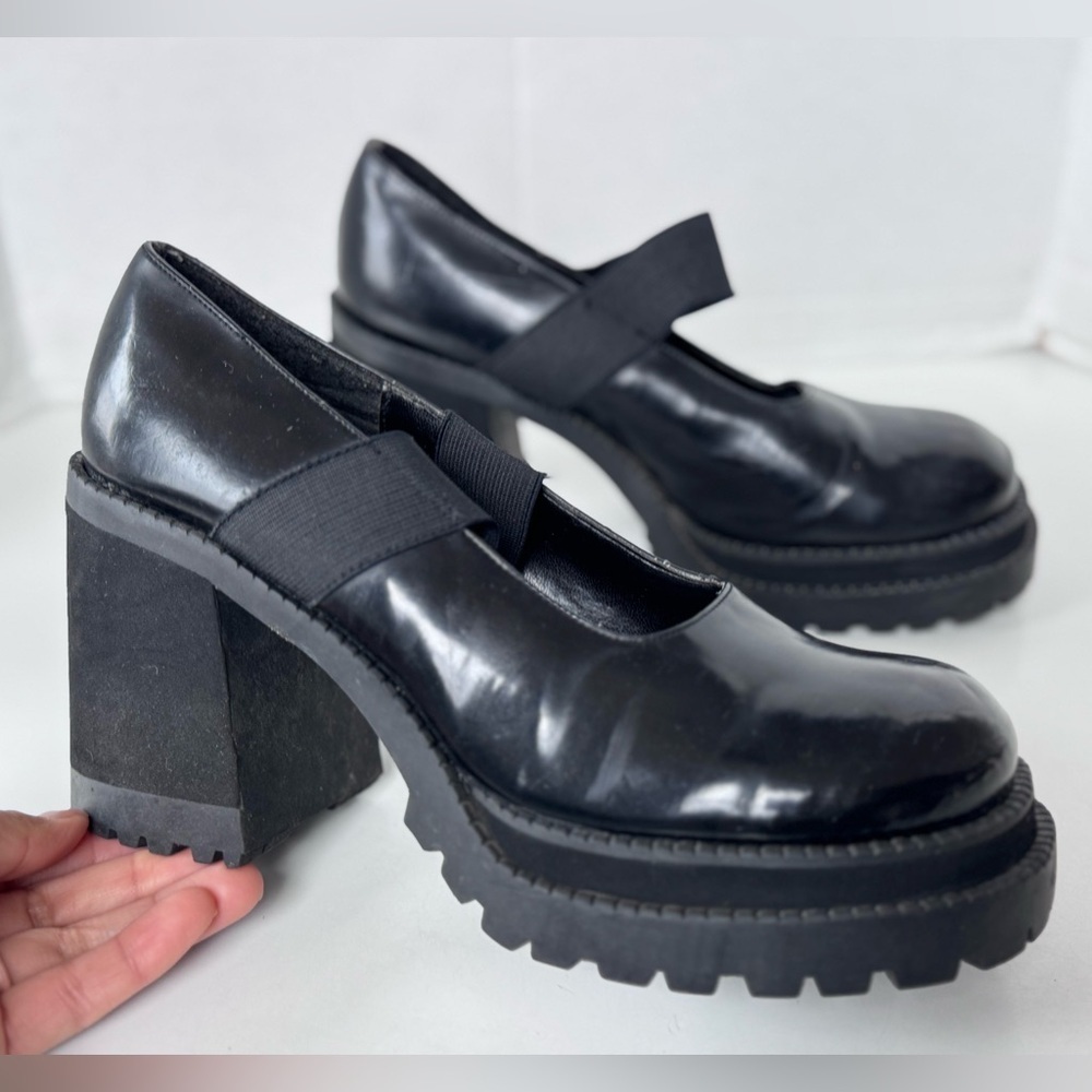 Vintage 90s Style Bongo Platform Mary Jane Chunky Platform Heels Shoes Size 8.5